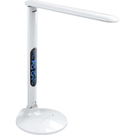 LED-Schreibtischlampe mit integriertem Wecker und Kalender, 10 W, 1500 Lux, 5 Helligkeitsstufen, 3 Farbtemperaturen (3300 K–6000 K), USB-Anschluss (1/5)
