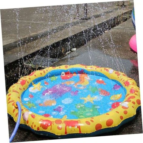 Tapis de jeu d'eau, tapis d'arrosage de dessin animé, tapis d'eau gonflable coloré, adapté aux piscines extérieures et aux jouets d'arrosage amusants dans le jardin, adapté aux jeux d'été, 1 pièce (1/4)