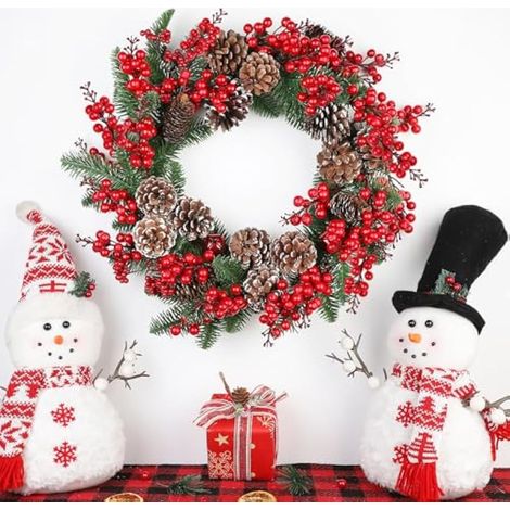 Lot de 20 tiges de baies rouges artificielles avec clips, 18 cm, pour décorer votre sapin de Noël, créer une couronne de Noël et réaliser des décorations florales à faire soi-même. (1/3)