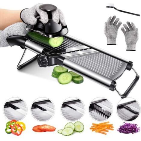 Mandoline Cuisine, Mandoline Réglable Legume Multifonctions, Manuel Coupe Légumes Professionnelle avec 5 Lames en Acier Inoxydable (1/5)