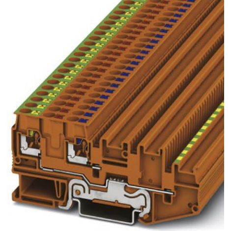 Bloc de jonction rail DIN Phoenix Contact PTIO-IN 2.5/4-PE OG, 1.5mm², Enfichable, Orange ( Prix pour Paquet de 5 )