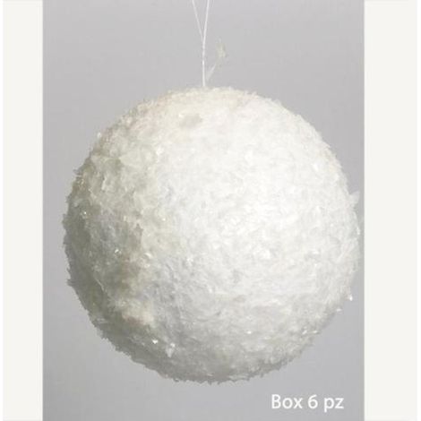 6 sfere innevate per albero di natale Ø8 cm - colore bianco - addobbo natalizio decorazione
