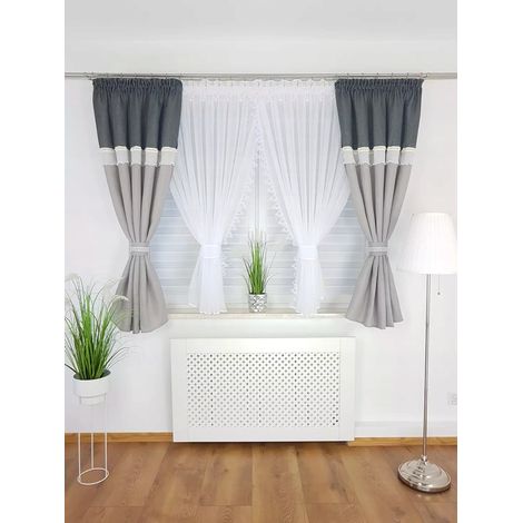 Tenda pronta all'uso - set con tende grigie (1/5)