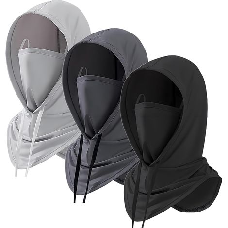Lot de 3 couvre-chefs, protection solaire, chapeaux anti-UV, masques intégraux respirants.