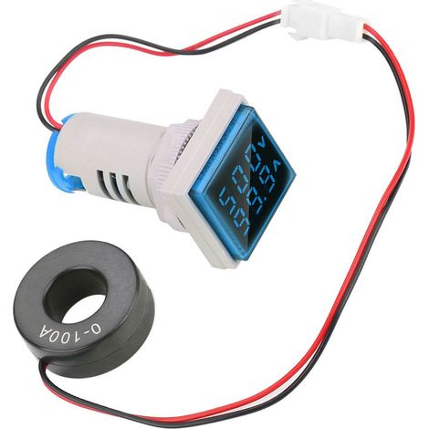 Indicateur de courant/tension alternatif à affichage numérique LED 22 mm 0-100 A (bleu) (1/5)