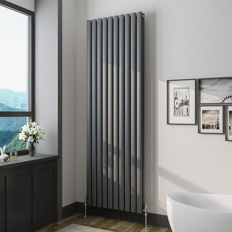 Oval Column Radiator 1800x590mm Anthracite Vertical Radiator Double Modern Central Heating Radiators