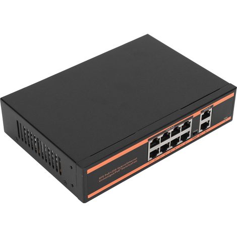 Switch PoE 10 ports conforme à la norme 802.3af, sans ventilateur, silencieux, avec optimisation du trafic et économies d'énergie. Boîtier métallique robuste pour une utilisation domestique (100-240 V (1/5)