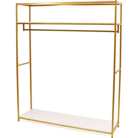 Percha dorada con estantes Percha metálica con estantes Percha extraíble Soporte multifuncional (150 x 40 x 180 cm) (1/5)