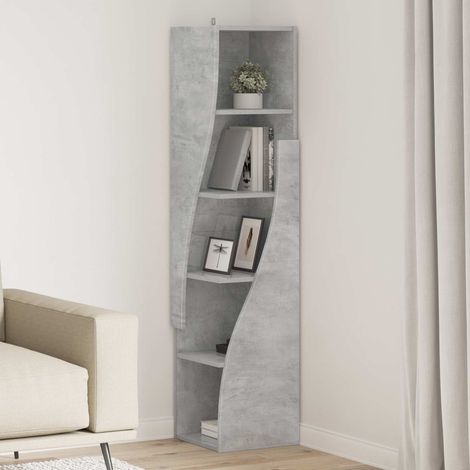vidaXL Meuble d'angle 32x32x140cm Bois d'ingénierie Gris béton (1/5)