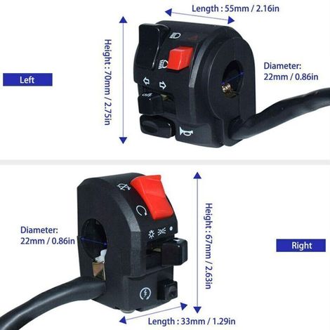 1 Paire Moto commutateur Guidon contrôleur commutateur Moto klaxon Clignotant Interrupteur de démarrage Bouton (1/5)