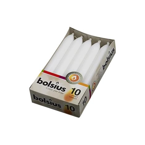 BOLSIUS Weiße Kerzen 17cm - 10 Stk. Dekorativ, Duftlos