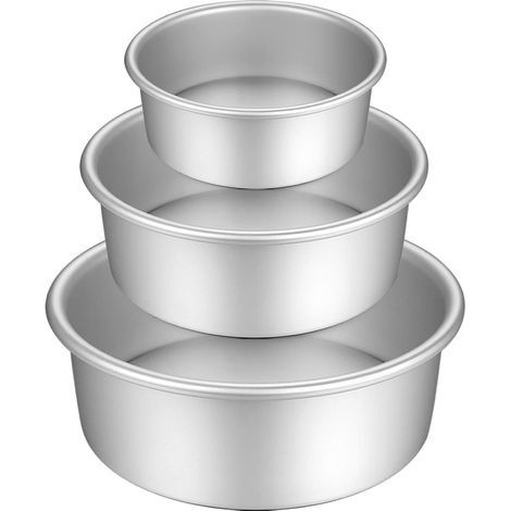 Moule à Gàteau Rond Aluminium Anodisé Avancé Lot de 3, avec Revêtement Antiadhésif et Base Amovible, 5"/7"/9" (3 pièces) (1/5)