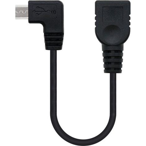 USB A Femelle A MicroUSB B Câble Macho OTG Coudé (1/4)