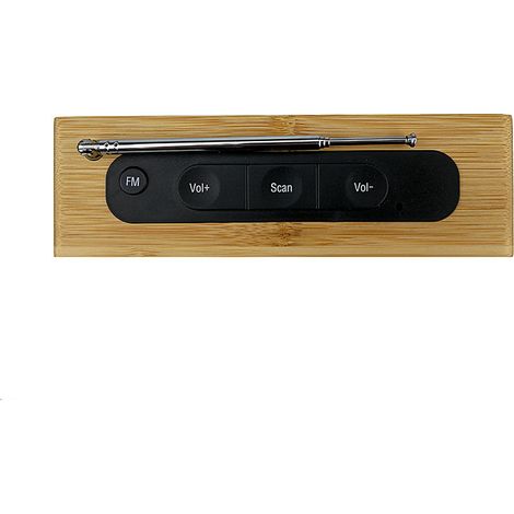 Radio de chevet rétro en bois réveil paresseux muet réveil cadeau créatif horloge électronique 16.5 4.5 9 cm miroir en bambou véritable lumière blanche MNS (1/2)