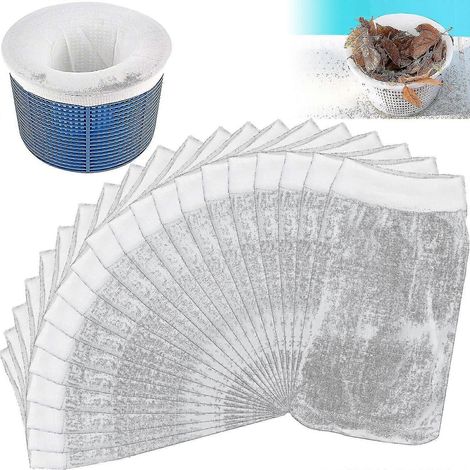 Lot de 20 chaussettes filtrantes pour écumoire de piscine, ultra-fines et réutilisables, en nylon super élastique. (1/5)