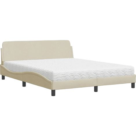 Maison Exclusive - Bett mit Matratze "Dover" Creme 160x200 cm Sto (1/5)