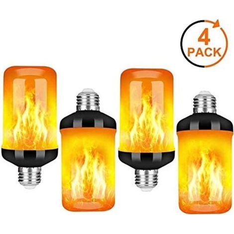 4Pcs Lampes à Flamme LED E27 5W - Ampoule Scintillante à 4 Modes blanc (1/4)