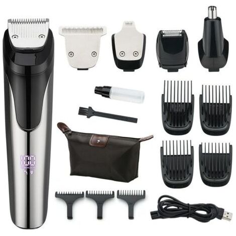 Pair - Ensemble tondeuse et rasoir, Métal, 5 en 1, USB, Noir (1/5)