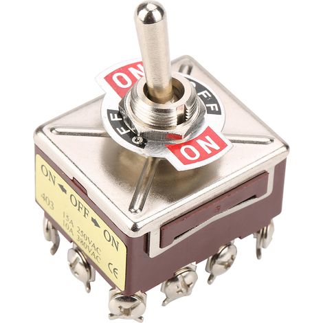 Interrupteur à bascule 3 positions ON/OFF/ON 4PDT 12 broches 12 mm 15 A/250 V CA 10 A/380 V CA (1/5)