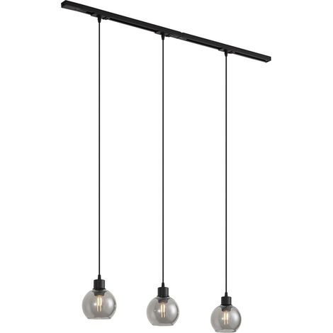 QAZQA Modern Track Lighting System Black with 3 Pendant Lights