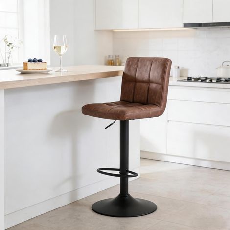 Fauteuil pivotant en simili cuir marron foncé hauteur réglable (1/5)