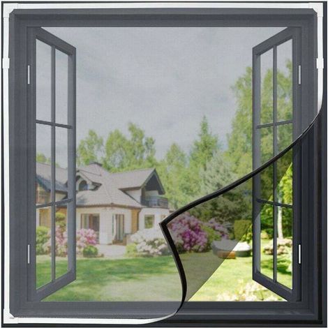 Moustiquaire Fenêtre Magnétique Récoupable 100 x 140cm, Anti-insecte Rideau Moustiquaire Aimantée avec Cadre Ajustable, Filet Moustiquaire Auto-agrippante à Assemblage Facile sans Perçage (1/5)