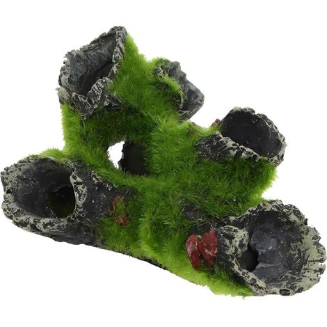 Aquarium Tree Rock Cave Decor,Artificial Driftwood with Green Moss for Fish Tank, Natural Habitat Ornament Providing Hiding Places for Small Fish, Shrimp, Aquatic Pets - Aquarium Decoration Supplies (1/5)