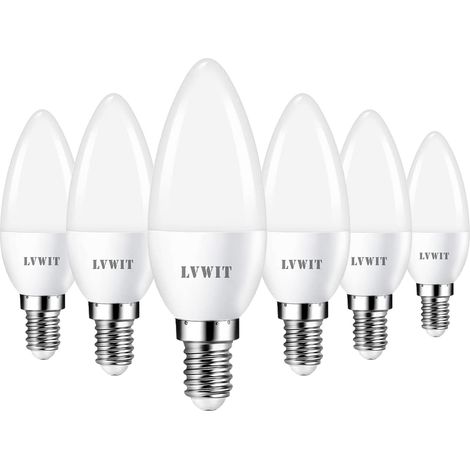 6.5W C35 Ampoules à Bougies LED E14, Equivalente à 60W Ampoules Incandescentes, 6500K Blanc Froid 806Lm, Non-Dimmable, Lot de 6 (1/5)