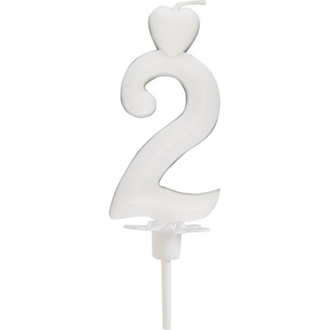 Herzkerze Nr. 2, Weiß, 6,5 cm