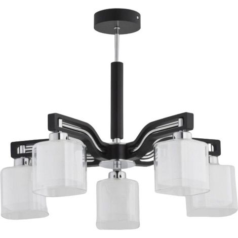 Plafoniera nera moderna 5 luci vetro bianco E14 Consul