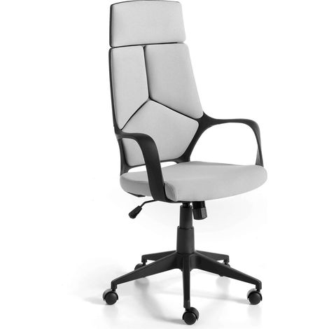 Fauteuil de bureau rembourré tissu pivotant 360º réglable en hauteur structure acier peint - Gris, foncé (1/5)
