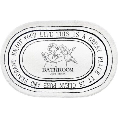 Tapis de salle de bain noir et blanc 50 x 80 cm, doux et absorbant, lavable en machine, antidérapant,pour douche,baignoire,décoration de salle de bain (1/4)