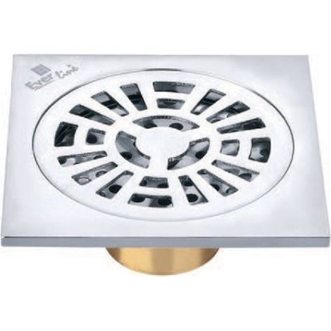 Bon de scurgere pardoseală cu sifon, alamă cu capac inox, 10x10 cm, ventil inclus, pentru duș și baie, rezistent la coroziune, set complet.