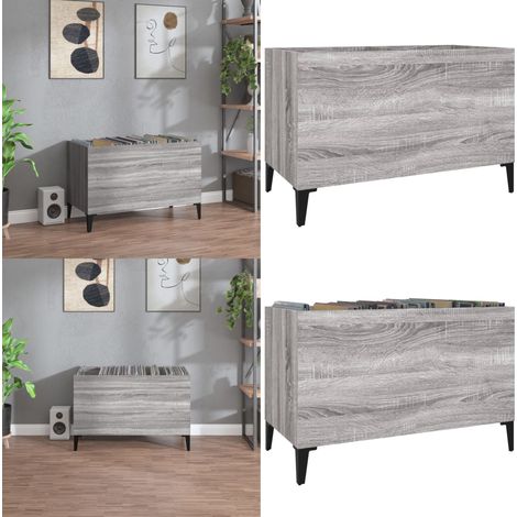 Armoire à disques sonoma gris 74,5x38x48 cm bois d'ingénierie - Meuble À Disques - Armoire À Disques - Rangement Disque Vinyle - Étagère Musique - Support Vinyle - Home & Living