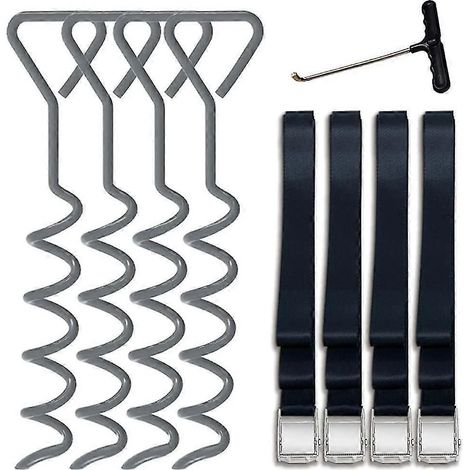 Trampolin-erdanker Erdanker-set Spiral-erdanker Deluxe-erdanker-set Mit Verstellbaren Schultergurten 4 Bodenanker Fr Windschutz Stabile Stahlschnalle (1/5)