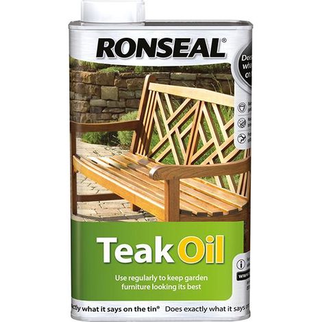 Ronseal 35819 Garden Furniture Teak Oil Can – 500ml, Protects and Enhances Teak Wood Surfaces