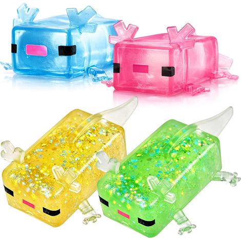 Axolotl Squishy, Pack de 4 Balles Anti-Stress, Balles Anti-Stress, Jouet Squeeze Axolotl pour ADHD, Autisme, Anniversaire, Salle de Classe, Cadeaux (1/5)