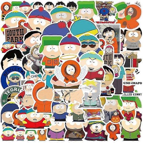 50 autocollants South Park imperméables à personnaliser pour bagages, ordinateurs portables, tasses et skateboards (1/4)