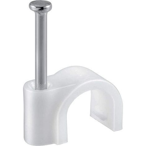 Clip de câble rond de 100 pièces avec clou en acier, taille : 4 mm, attache de câble, pour la gestion des câbles à fibre optique, fil et attaches de câble pour la maison ou le bureau, blanc (1/4)