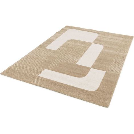 BOBOCHIC - Tapis poils courts CLOTAIRE motif abstrait 200x290 Marron