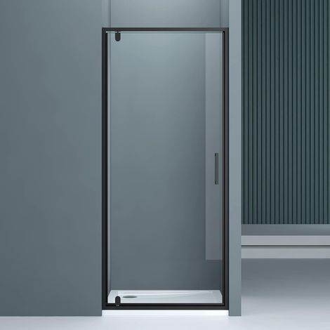 doporro Box Doccia 90x200cm, Box Doccia a Nicchia Cabina Bagno Vetro Trasparente Incluso Rivestimento Nero Teramo61K (1/5)