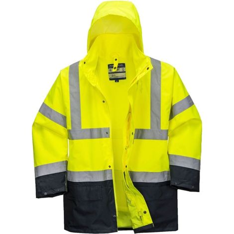 Portwest ESSENTIEL Parka impermeabile 5 in 1 ad alta visibilità Giallo / Marina XL (1/3)