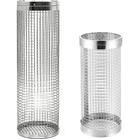 Panier à griller rotatif rond en acier inoxydable pour barbecue, idéal pour griller légumes, viande et poisson. Accessoire parfait pour les grillades en plein air et le camping. (1/5)