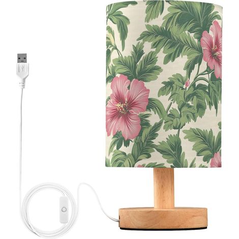 Lampe de table décorative rouge à fleurs tropicales pour les (1/5)