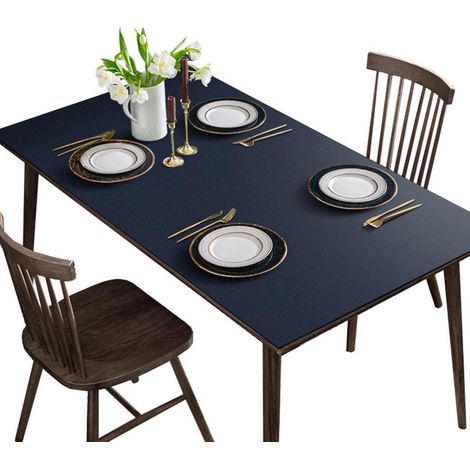 Leder Tischdecke 70x70cm Marineblau, wasserdicht, rutschfest, abwischbar