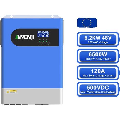 Inverter solare, onda sinusoidale pura, potenza 6,2 kW, ANJ-HHP-II-6.2KP-WIFI, 220-240 V, 48 V (1/5)