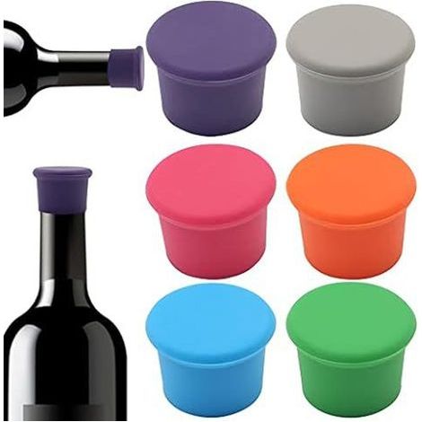 Bouchons de vin en silicone, lot de 12, réutilisables, pour bouteilles de vin, de bière ou en verre. Préservent la fraîcheur du vin.-AquaForge (1/5)