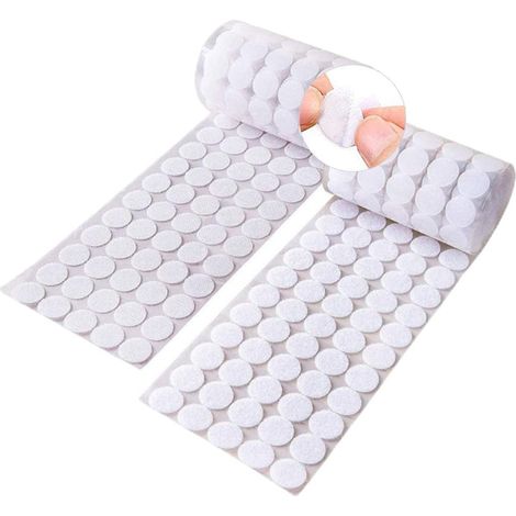 Rundes selbstklebendes Klebeband, 300 Paar 20 mm weißes doppelseitiges Klebeband, 600 Stück selbstklebende Klettkreiskapseln, münzförmige Klebepunkte auf der Rückseite