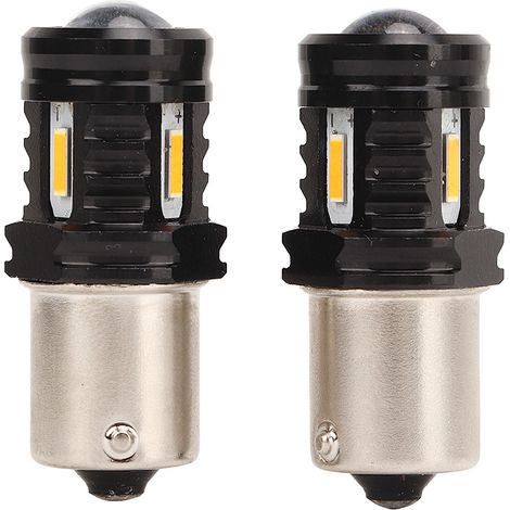 2 ampoules LED BA15S 1156 120W 1500LM ultra lumineuses 12-24V jaune 3000K pour feu de recul clignotant auto SUV camion camping-car (1/5)