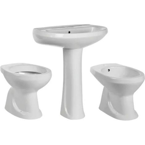 Serie completa tris 4 pezzi in ceramica bianca c/lavabo cm 64 BARBOTTINA